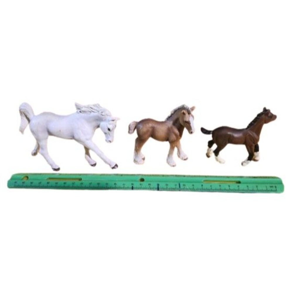 Lot Of 3 Vintage Hard Plastic Horses Schleich and Blip Toys, Dated 2007 and 2009